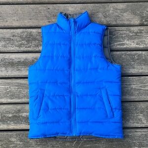 GAP Bright Blue /Gray Reversible Puffer Vest Unisex Mens XS